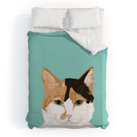 Petfriendly Calico Cat Cute cat black white Duvet Cover