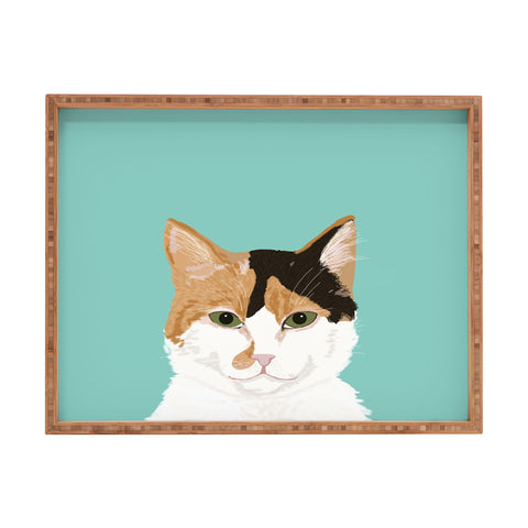 Petfriendly Calico Cat Cute cat black white Rectangular Tray