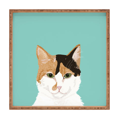 Petfriendly Calico Cat Cute cat black white Square Tray