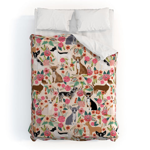 Petfriendly Chihuahua florals cute pastel Comforter