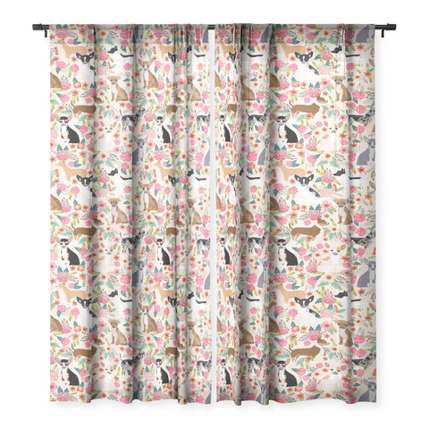 Petfriendly Chihuahua florals cute pastel Sheer Non Repeat