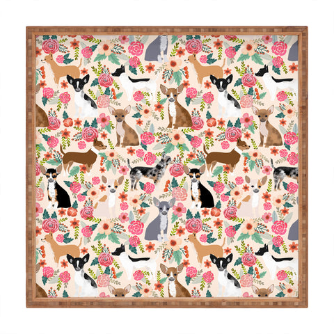 Petfriendly Chihuahua florals cute pastel Square Tray