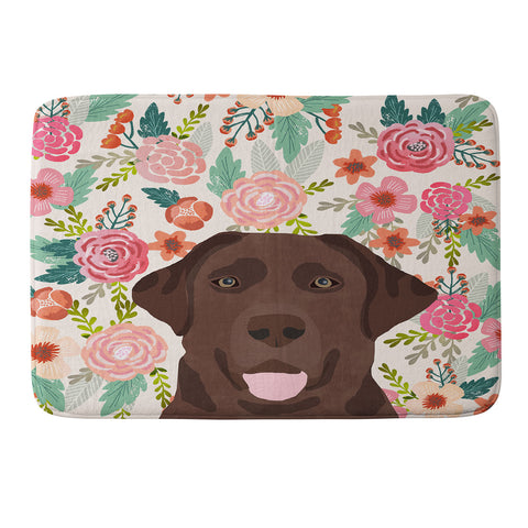 Petfriendly Chocolate Lab florals dog breed Memory Foam Bath Mat