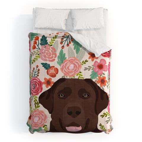 Petfriendly Chocolate Lab florals dog breed Comforter