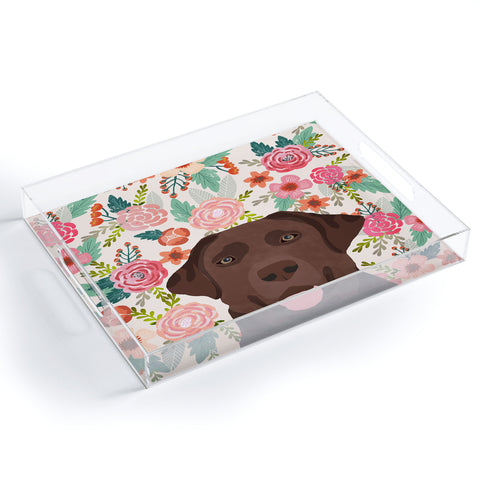 Petfriendly Chocolate Lab florals dog breed Acrylic Tray