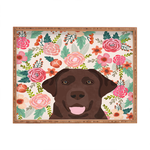 Petfriendly Chocolate Lab florals dog breed Rectangular Tray