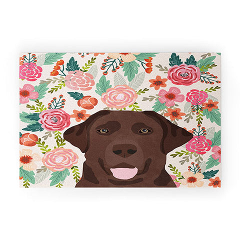 Petfriendly Chocolate Lab florals dog breed Welcome Mat