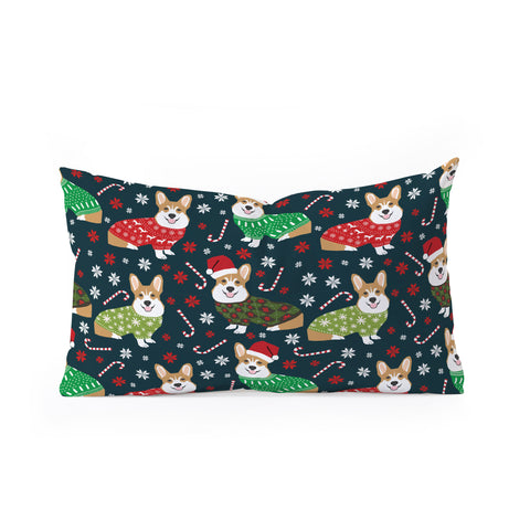 Petfriendly Corgi christmas sweater ugly Oblong Throw Pillow
