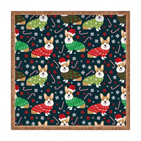 Petfriendly Corgi christmas sweater ugly Square Tray