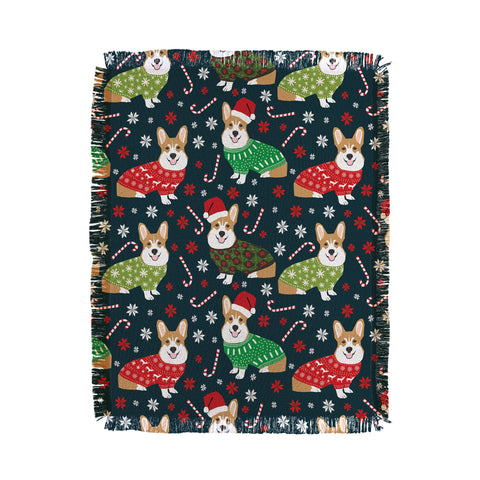 Petfriendly Corgi christmas sweater ugly Throw Blanket