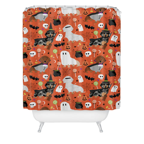 Petfriendly Dachshund dog breed halloween Shower Curtain