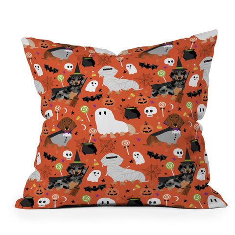 Petfriendly Dachshund dog breed halloween Throw Pillow