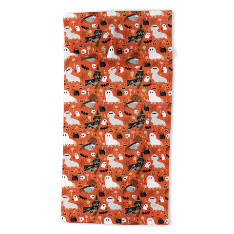 Petfriendly Dachshund dog breed halloween Beach Towel