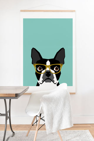 Petfriendly Darby Boston Terrier Portrait Art Print And Hanger