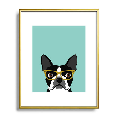 Petfriendly Darby Boston Terrier Portrait Metal Framed Art Print