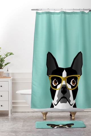 Petfriendly Darby Boston Terrier Portrait Shower Curtain And Mat