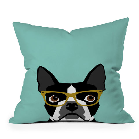 Petfriendly Darby Boston Terrier Portrait Throw Pillow