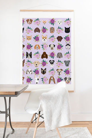 Petfriendly Dogs and cats pet friendly floral Art Print And Hanger