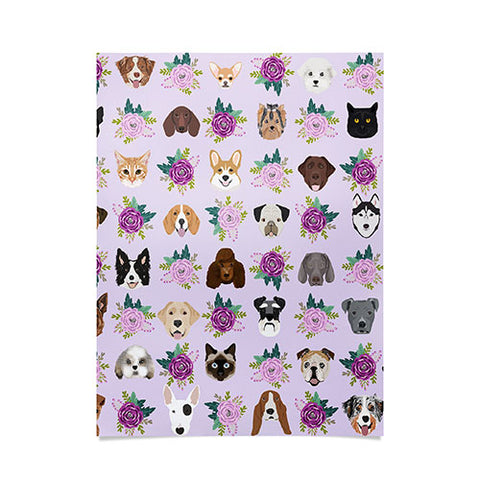 Petfriendly Dogs and cats pet friendly floral Poster