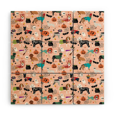 Petfriendly Dogs halloween costumes cute Wood Wall Mural