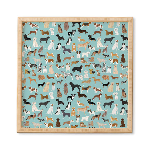 Petfriendly Dogs pattern print dog breeds Framed Wall Art