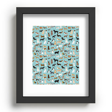 Petfriendly Dogs pattern print dog breeds Recessed Framing Rectangle