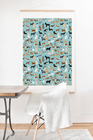 Petfriendly Dogs pattern print dog breeds Art Print And Hanger