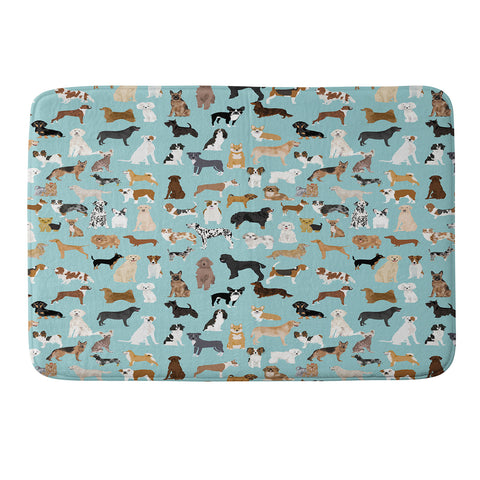 Petfriendly Dogs pattern print dog breeds Memory Foam Bath Mat