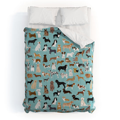 Petfriendly Dogs pattern print dog breeds Comforter