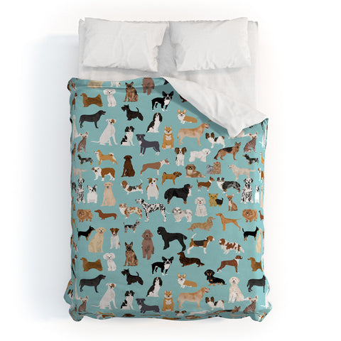 Petfriendly Dogs pattern print dog breeds Duvet Cover