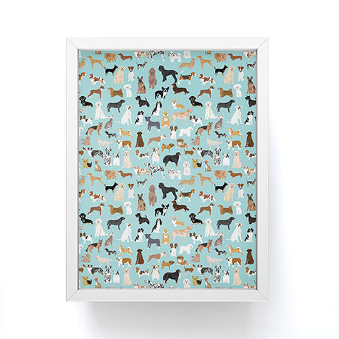 Petfriendly Dogs pattern print dog breeds Framed Mini Art Print