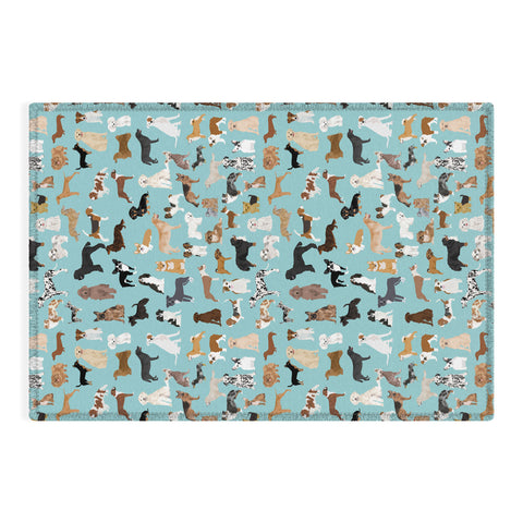 Petfriendly Dogs pattern print dog breeds Outdoor Rug