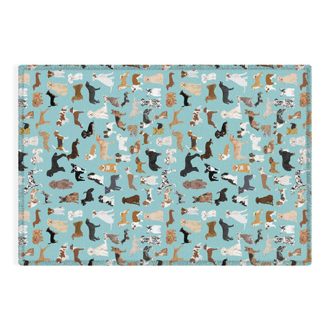 Petfriendly Dogs pattern print dog breeds Outdoor Rug