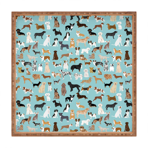 Petfriendly Dogs pattern print dog breeds Square Tray