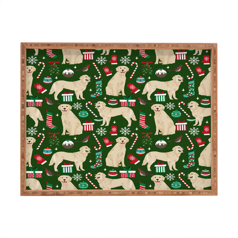 Petfriendly Golden Retriever festive christmas Rectangular Tray