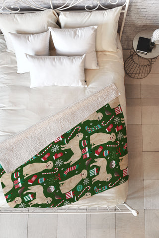 Petfriendly Golden Retriever festive christmas Fleece Throw Blanket
