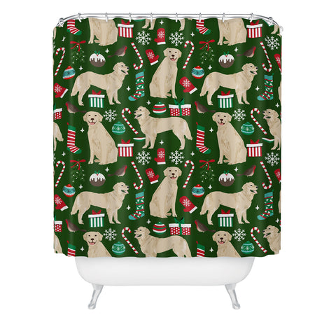 Petfriendly Golden Retriever festive christmas Shower Curtain