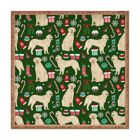 Petfriendly Golden Retriever festive christmas Square Tray