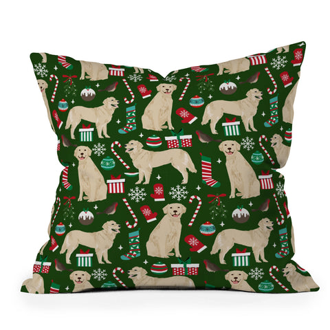 Petfriendly Golden Retriever festive christmas Throw Pillow