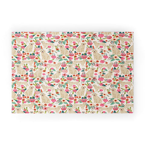 Petfriendly Golden retrievers must have florals cream pastel gender neutral dog art cute pet portraits Welcome Mat