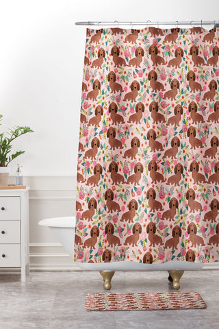 Petfriendly Long Haired Dachshund Shower Curtain And Mat
