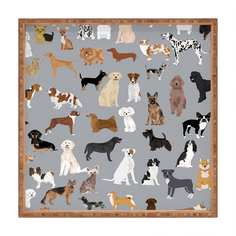 Petfriendly Mixed Dog lots of dogs Square Tray