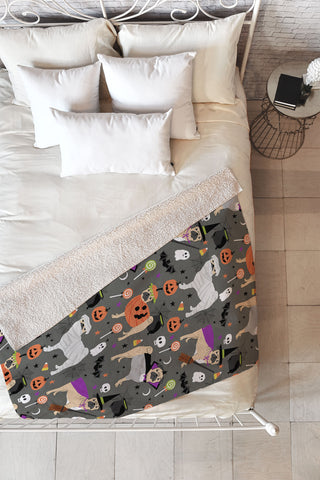 Petfriendly Pug halloween costumes mummy w Fleece Throw Blanket