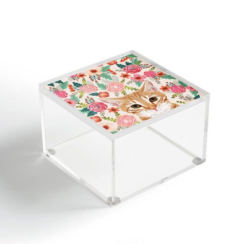 Petfriendly Tabby Cat florals Acrylic Box