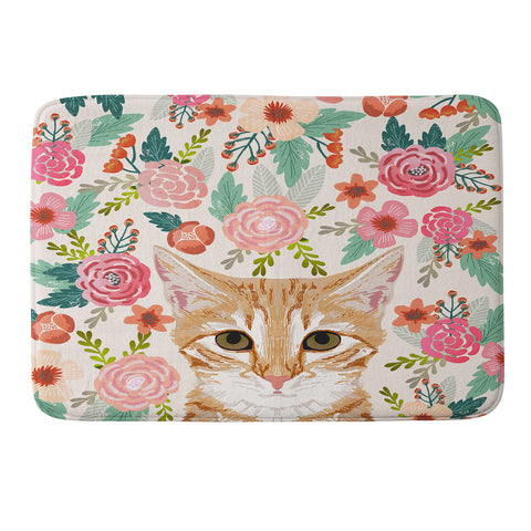 Petfriendly Tabby Cat florals Memory Foam Bath Mat