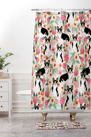Petfriendly Welsh Corgi tri colored Shower Curtain And Mat