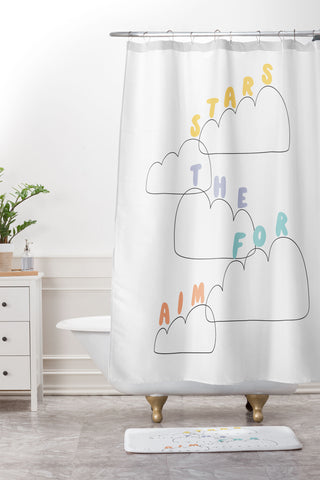 Phirst Aim for the stars Shower Curtain And Mat
