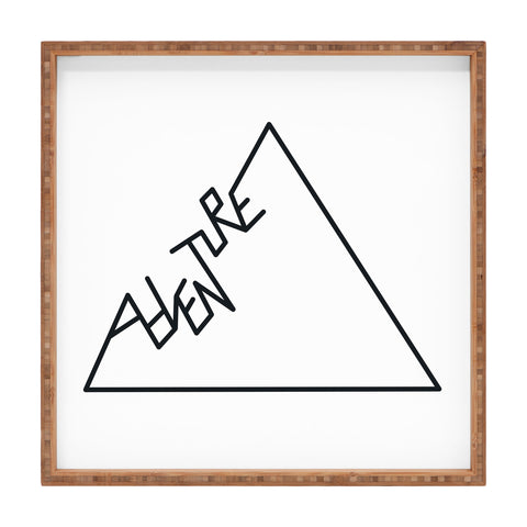 Phirst Black and white Adventure typo Square Tray