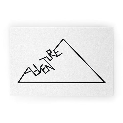 Phirst Black and white Adventure typo Welcome Mat