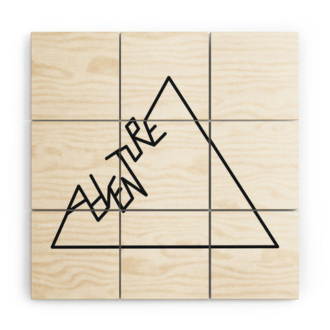 Phirst Black and white Adventure typo Wood Wall Mural